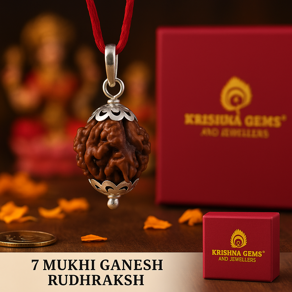 7 Mukhi Ganesh Rudhraksh in Pure Silver Pendant