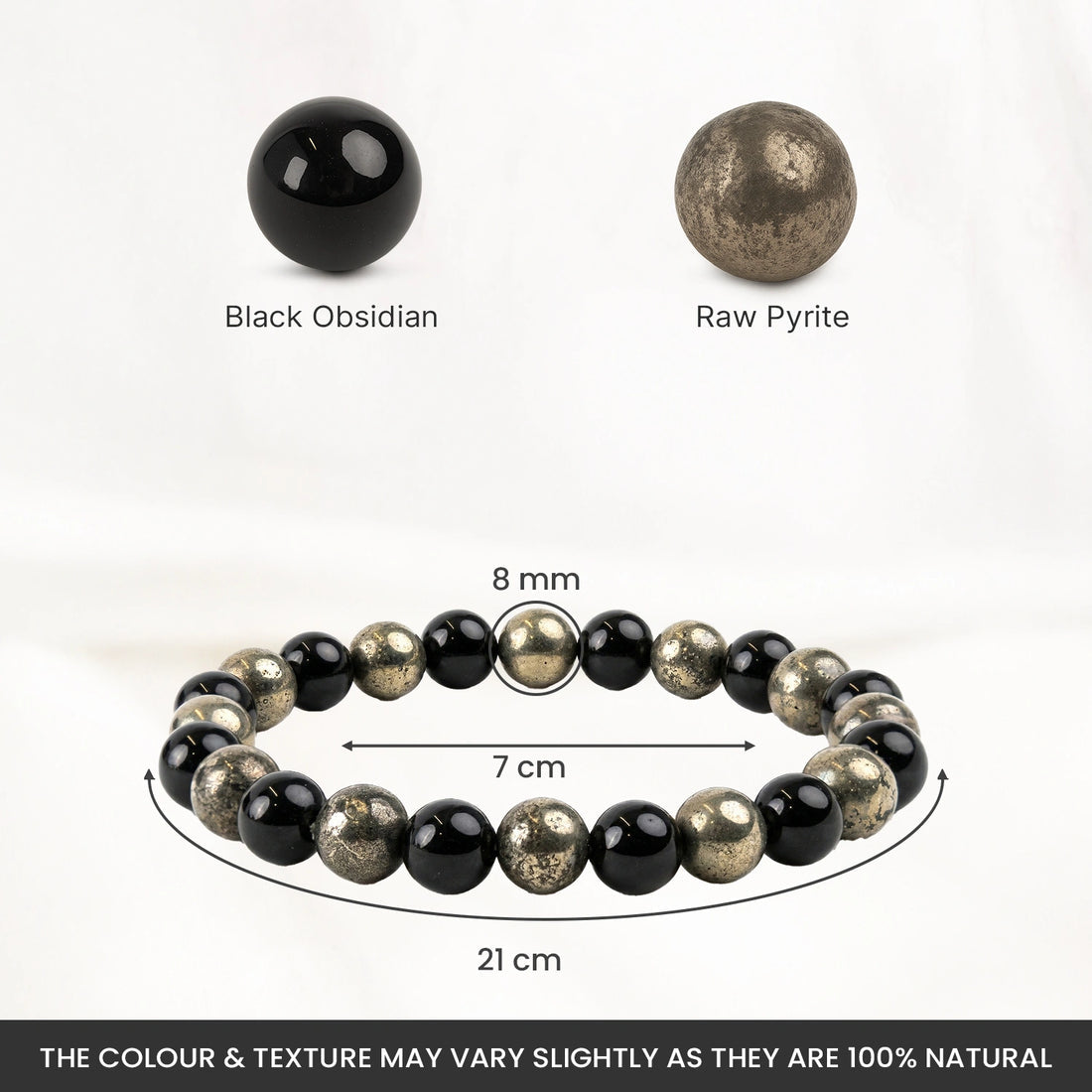 Richie Rich Bracelet with Pyrite & Black obsidian beads