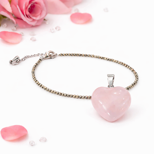 Divine Balance combo - Pyrite anklet and Rose quartz pendant