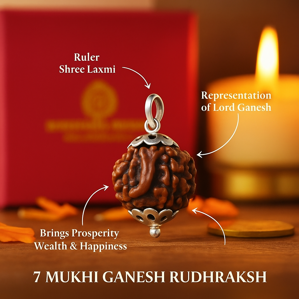 7 Mukhi Ganesh Rudhraksh in Pure Silver Pendant