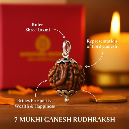 7 Mukhi Ganesh Rudhraksh in Pure Silver Pendant