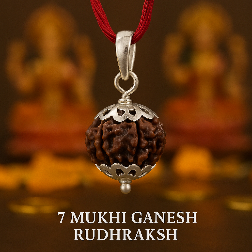 7 Mukhi Ganesh Rudhraksh in Pure Silver Pendant