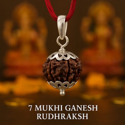 7 Mukhi Ganesh Rudhraksh in Pure Silver Pendant